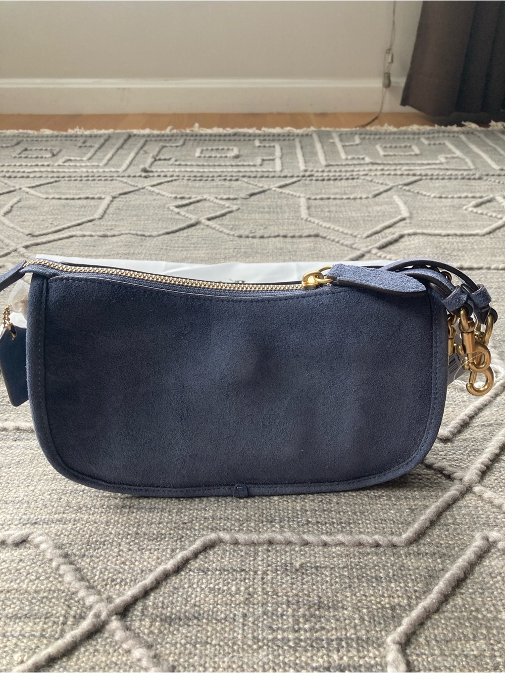 COACH Waverly Shoulder and Crossbody Bag-Brass Hardware and Light Denim Suede - Picture 4 of 15